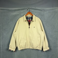 Vintage Polo Ralph Lauren Harrington Jacket Mens Size XL Khaki Plaid Lined