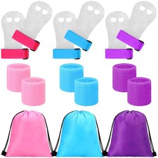 9 Pcs Gymnastics Hand Grips Gloves Wristbands with Drawstring Backpack for Gi...