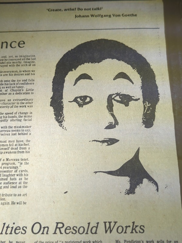 FEB 22, 1979 NEWSPAPER PAGE #2406-   MARCEL MARCEAU, MIME, SPEAKS WITH SILENCE