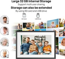 32GB 10.1 Inch WiFi Digital Picture Frame HD IPS Touch Screen Smart Photo Video