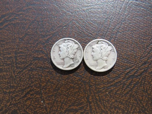 2 1931 S Mercury Dimes. Fine/VF