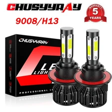 Pair H13/9008 LED Headlight Bulbs Bright White 6000K Hi/Low Beam Conversion Kit