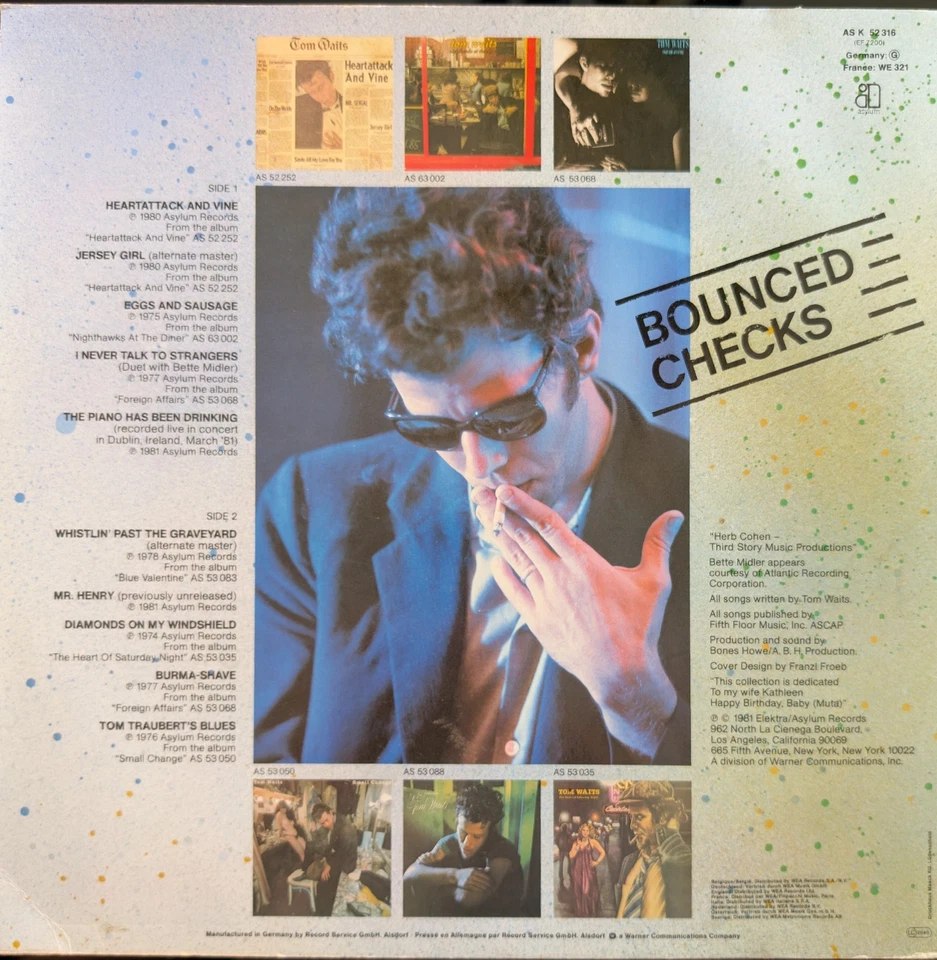 Tom Waits Bounced Checks Vinyl Record VG+/VG K52316 1981 - Image 2 of 2