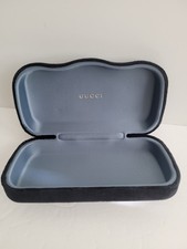 GUCCI Glasses Case Large Black Velvet Blue Satin Clamshell Hard Sunglasses Logo