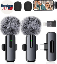 Wireless Mini Microphone for Iphone - 2 Pack Lavalier Bluetooth Microphone for V