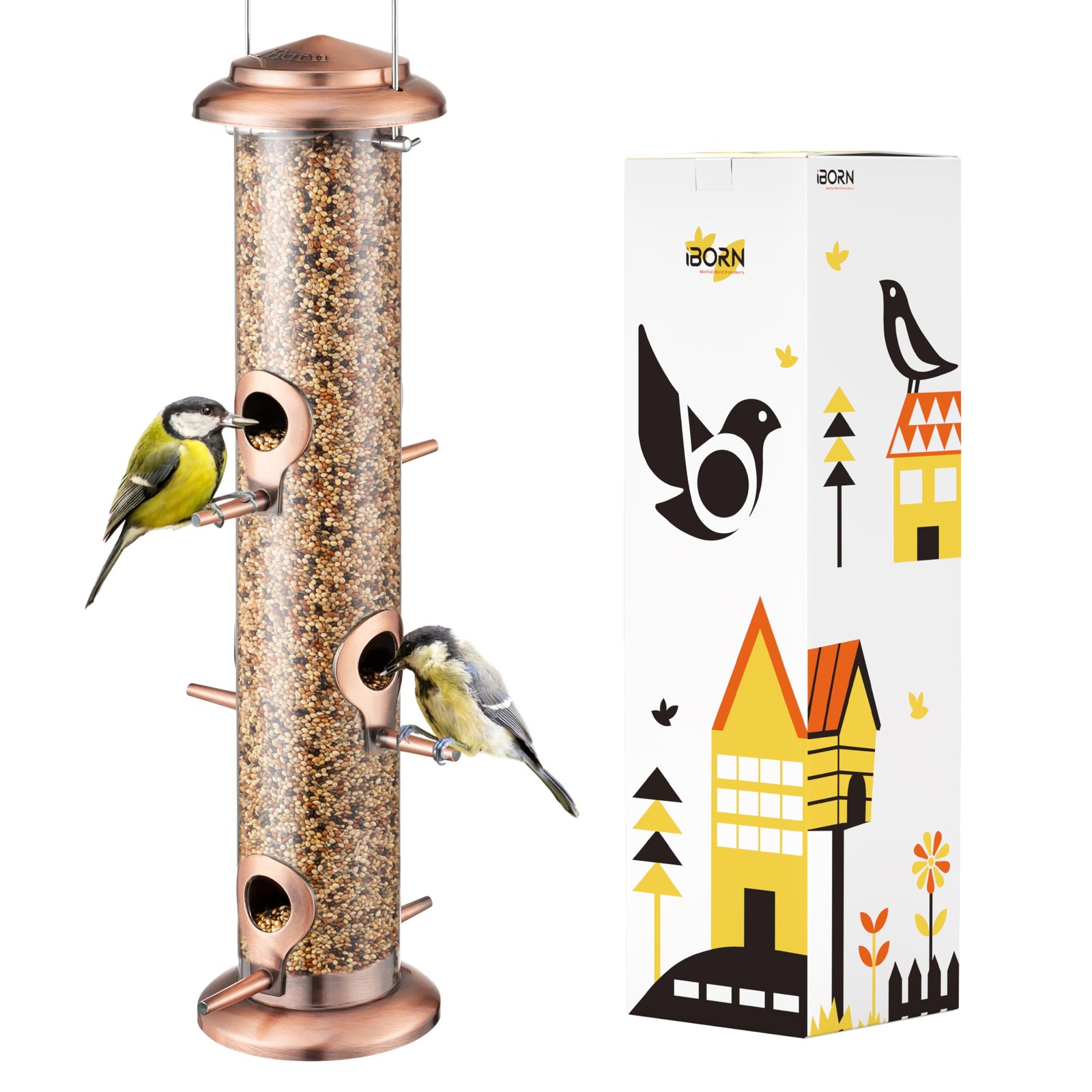S Brushed Copper Wild Bird Feeder For Outdoors Hanging All M