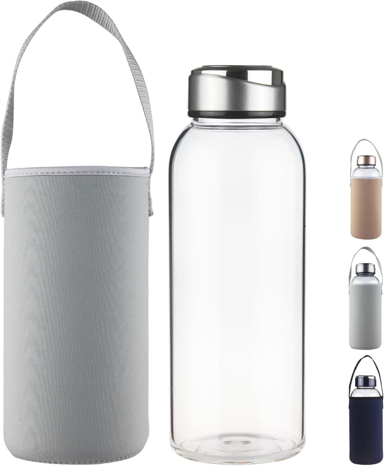48 OZ Borosilicate Glass Water Bottle BPA Free Reusable Glass Drinking Bottle wi