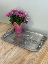 Vintage Hammered Aluminum Tray #408 Tulip By Rodney Kent Hand Wrought