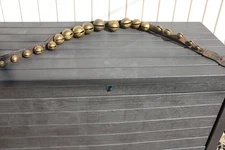 Antique Brass Sleigh Bells w/Double Leather Strap 19 Bells Sizes 1-18 - 79" Long