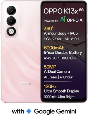 OPPO K13x 5G with 6000mAh Battery-Factory Unlocked-Dual SIM-4GB RAM-128GB-Peach