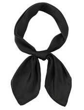 Women's Square Satin Scarf 27.5" Bandanas Solid 50s Retro Neck Scarves Black