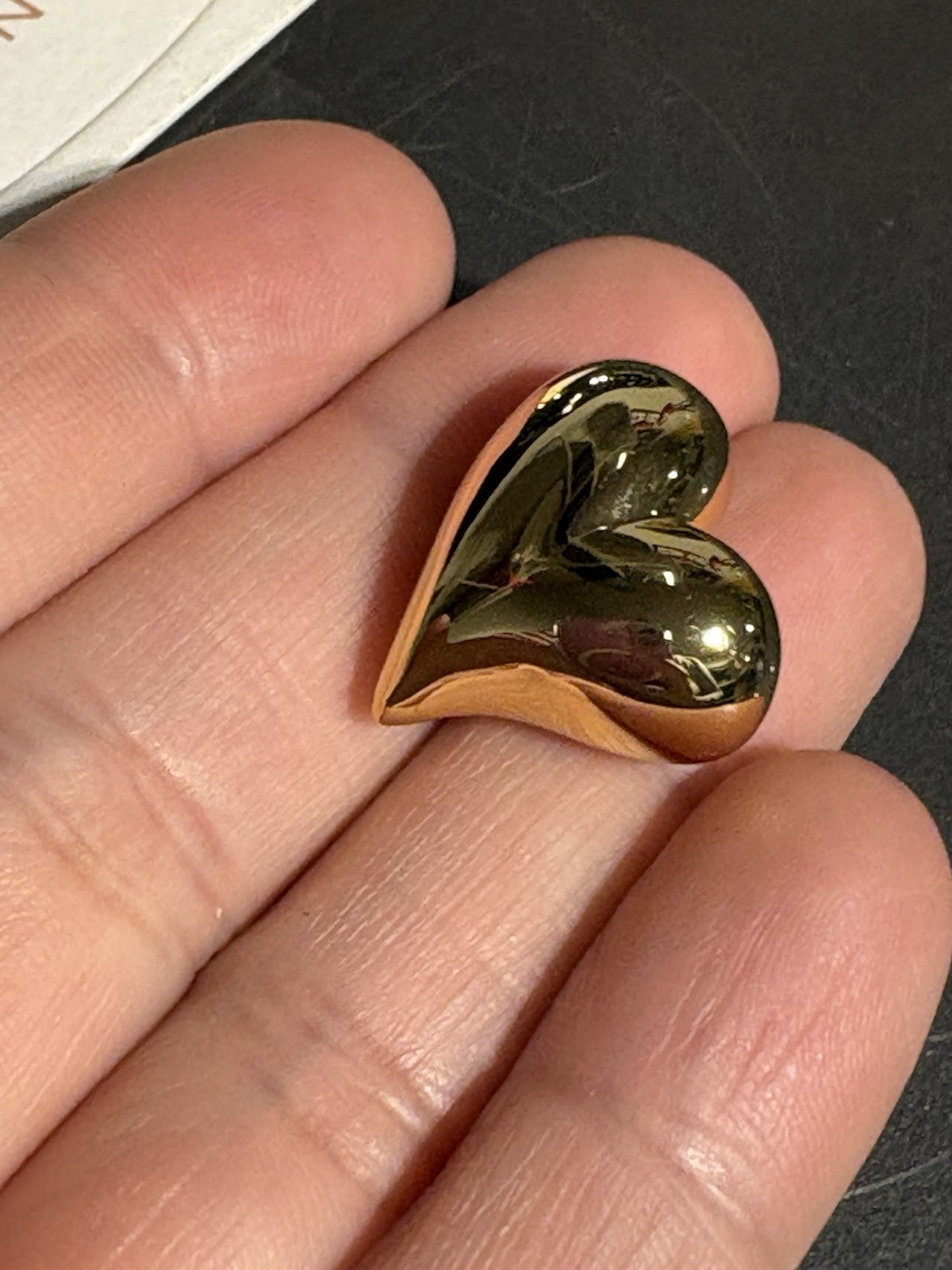 Jenny Bird Gold Puff Heart Drop Earrings New But Has Some Scratches Missing Back