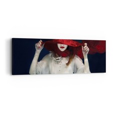 Quadro su Tela 90x30cm Ragazza rosso cappello Stampe Immagini Quadri Murale