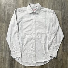 Robert Graham Men  s Dress Shirt 2XL White Paisley Jacquard Long Sleeve Designer