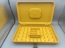 VTG Plastic Wilson Wil Hold Sewing Thread Storage Case Box Mustard Yellow MCM