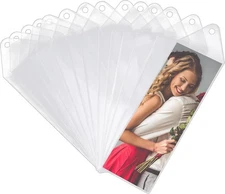 60 Pieces 6.25" X 2.25" Plastic Bookmark Sleeves Clear Bookmark Holder Photo Boo