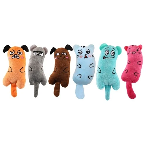 6PCS Plush Cats Teething Toy Crinkle Sound Interactive Cats Entertainment Toy