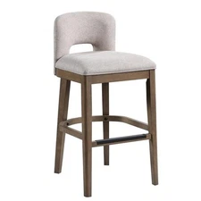 American Woodcrafters Bistro Solid Wood Brown and White Fabric Bar Stool