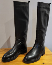 YOOX BY 8 Women's Black Low Heel Knee High Boots EU 35 UK 2