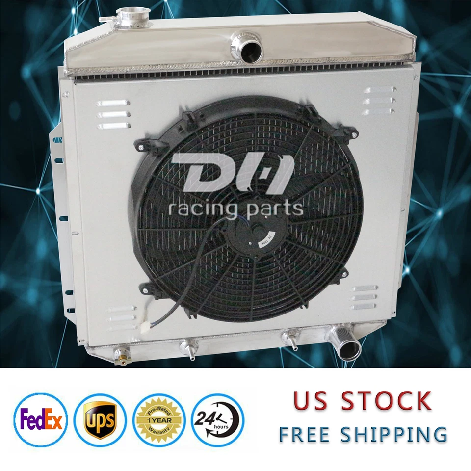 Ford Courier 1953-56 sedán entrega/F-100 F-250 radiador de aluminio + cubierta + ventilador Foto 2 de 4