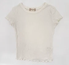 Altard State Shirt Women Teens Extra Small Off White Ribbed Stretch Short Sleeve