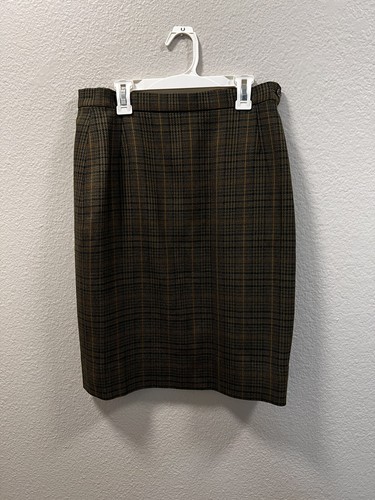 Burberrys vintage wool skirt size L green plaid  - Picture 1 of 11
