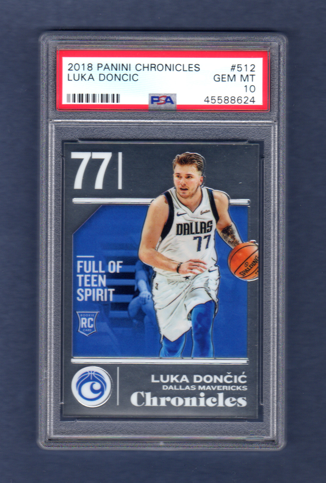 LUKA DONCIC 2018-19 PANINI CHRONICLES TEEN SPIRIT ROOKIE RC #512 NEW PSA 10 MAVS