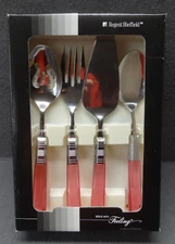 NEW Regent Sheffield Feeling Crystal Pink 4pc Hostess Serving Flatware Set VTG