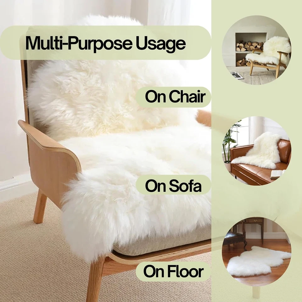 Ковер из натуральной овчины 2x3 фута — роскошно мягкий новозеландский ковер из овечьей кожи, натуральный - Изображение 3 из 4