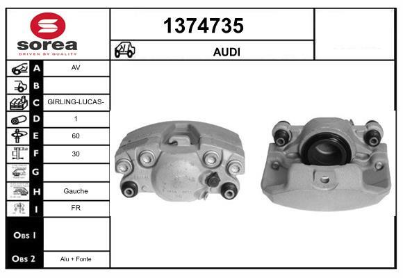 Étrier de frein SNRA 1374735 anti-grippage pour Audi A7 Sportback