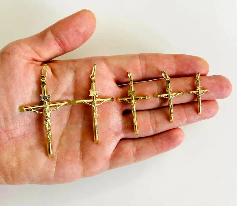 10k solid online gold crucifix pendant