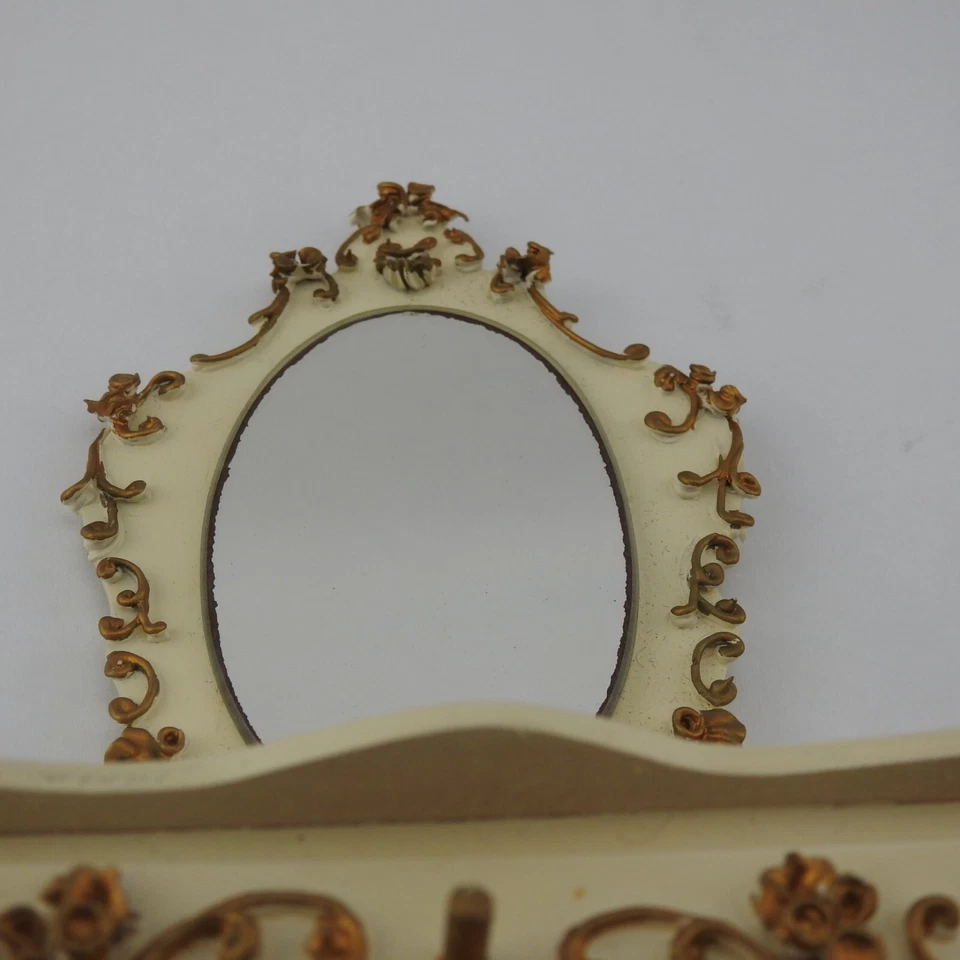 Vintage German Dollhouse Furniture White Gold Dresser Mirror Spielwaren Szalasi - Image 4 of 4
