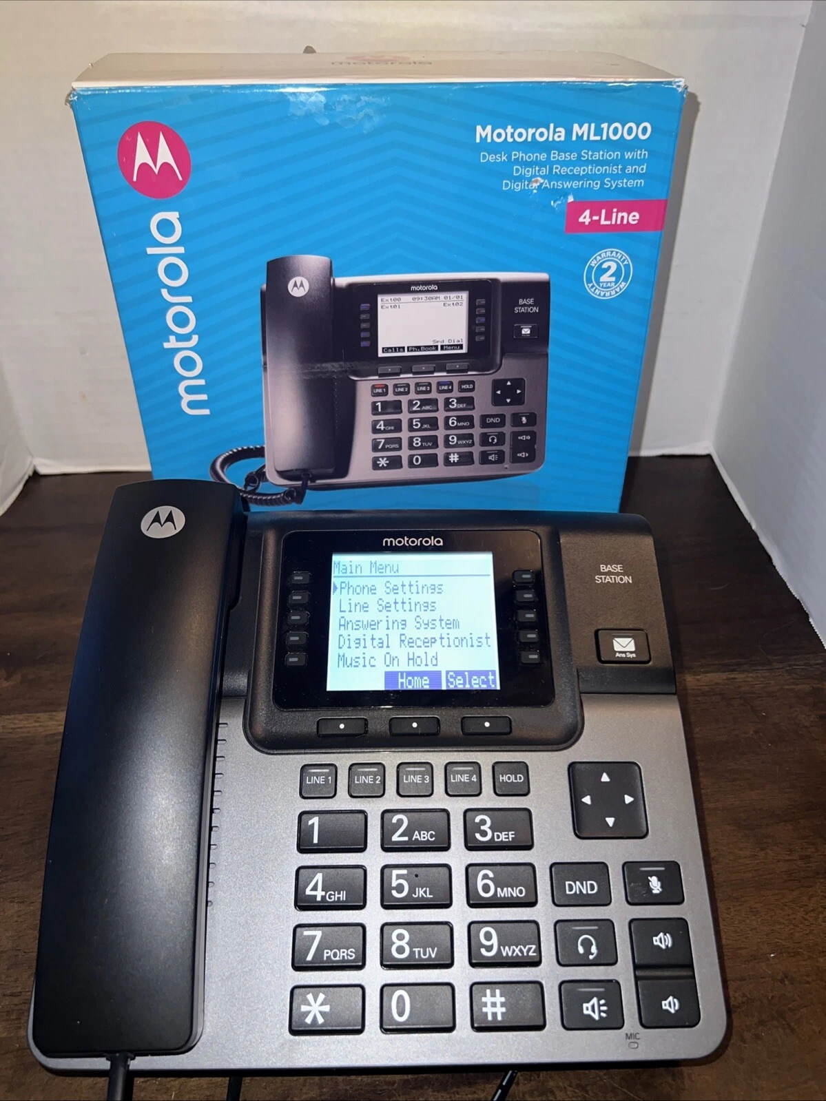 MOTOROLA ML1000 Desk Phone Base Station W/ Digital Receptionist - Black