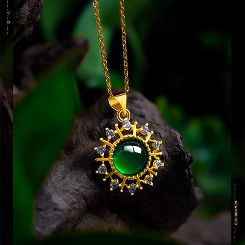 Natural Gold Inlaid Chalcedony Sun 