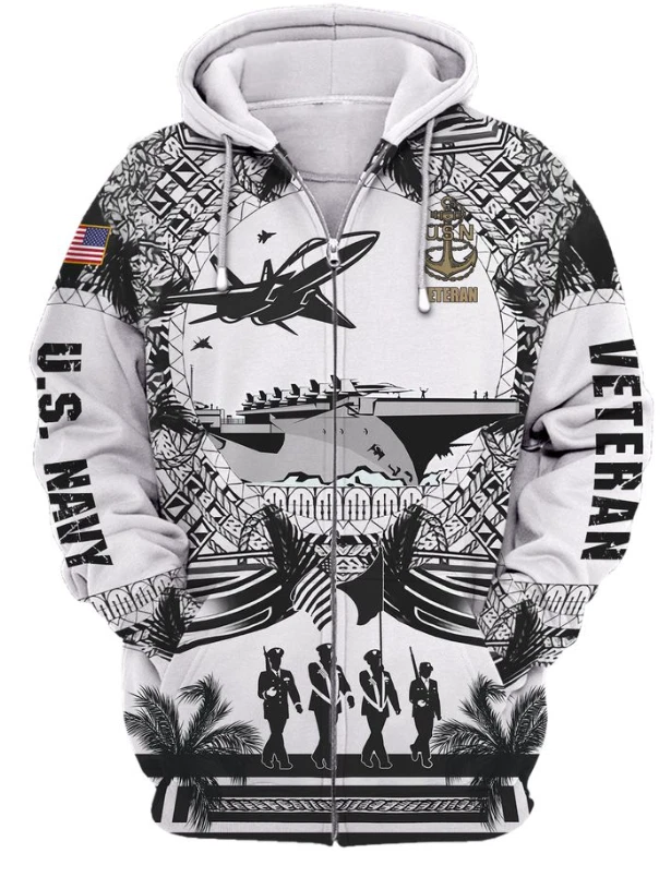 navy veteran zip up hoodie