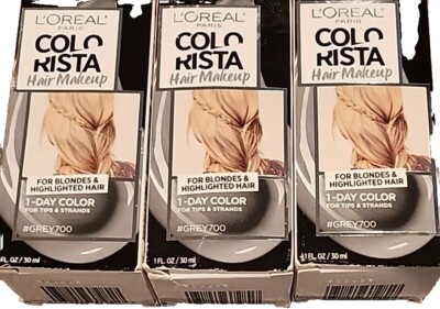 Three (3) ~ LOREAL Paris ~ COLORISTA Hair Makeup ~ #GREY700 ~ 1-Day Color