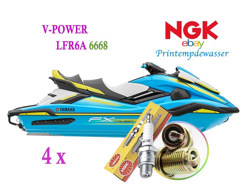 Spark Plugs LFR6A NGK 6668  V-Power fit YAMAHA Watercraft FX FZR FZS VX VXR of 4