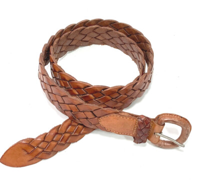 LIGHT BROWN LEATHER BRAIDED BELT, MEXICO, LEATHER COVERED  display picture 1