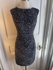 LAUREN RALPH LAUREN LEOPARD BLACK WHITE PRINT SHEATH PULLOVER DRESS-SIZE8P