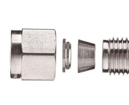 3/8 Tube x 1/2 MNPT Steel Alloy Straight Connector Fitting Parker 6MSC8N-S - Picture 2 of 3