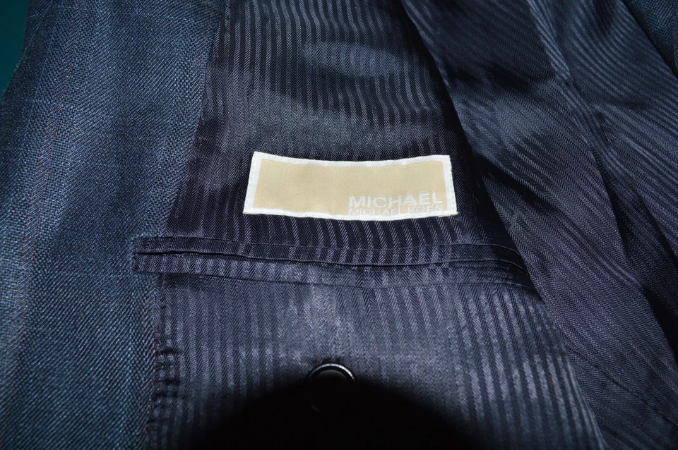 Michael Kors Hombre 3bt Azul Rojo Ventana Seda/Lana Abrigo Deportivo Chaqueta Blazer 44L Foto 4 de 4