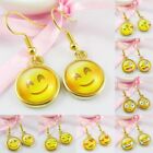 <!--F#f_0-->Glass Cabochon Emoji Charm Hook Earrings 14x35mm Select Design<!--F/-->