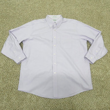 L.L. Bean Mens Shirt Purple Solid Button Up Wrinkle Resistant 16.5. Stain