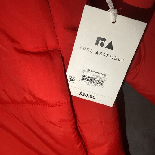 Women's Oversized Puffer Jacket Size XS, Red - 第 8/9 張圖片
