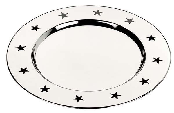 Charger Round Smooth Stars Cm.30 Type Sheffied English Silver 925% 80609