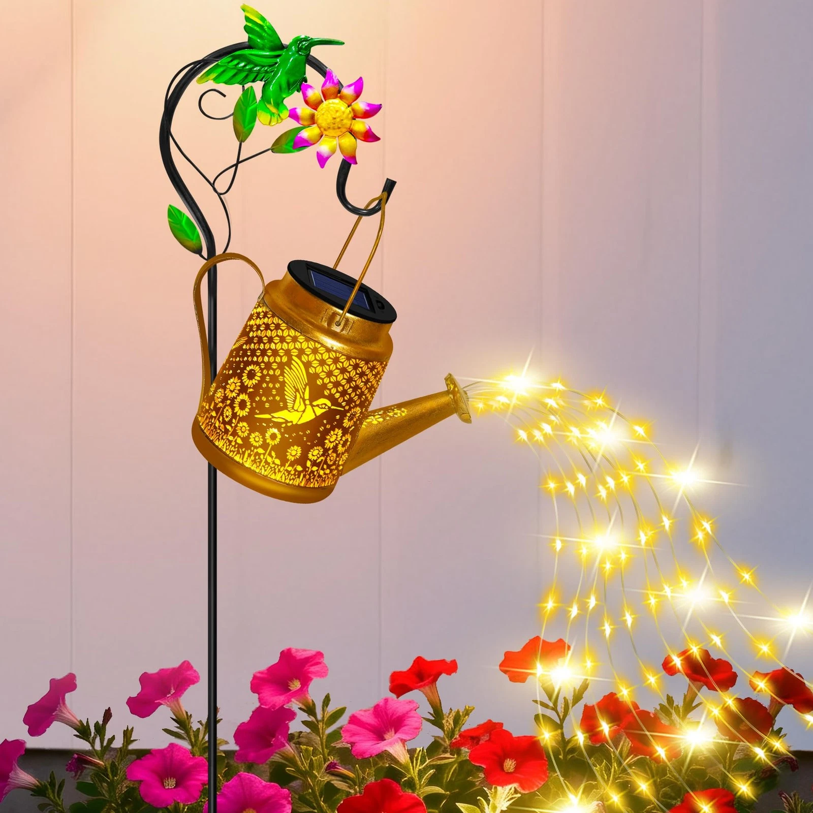 Hummingbird Solar Lanterns Garden Decor, Outdoor Waterproof Watering Can with...