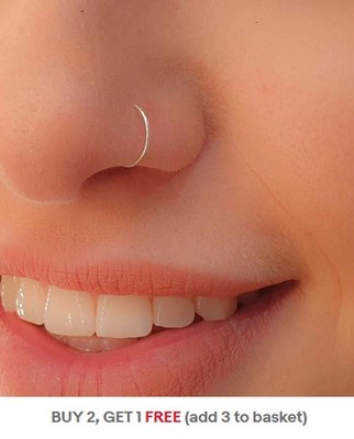 Fake Nose Ring Thin Extra Small 925 Sterling Hoop 6mm 8mm Seam Nose  Piercing