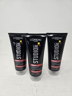 3 PACK L'Oreal Paris Studio Line Mega Gel for Max Hold, 6.8 fl oz