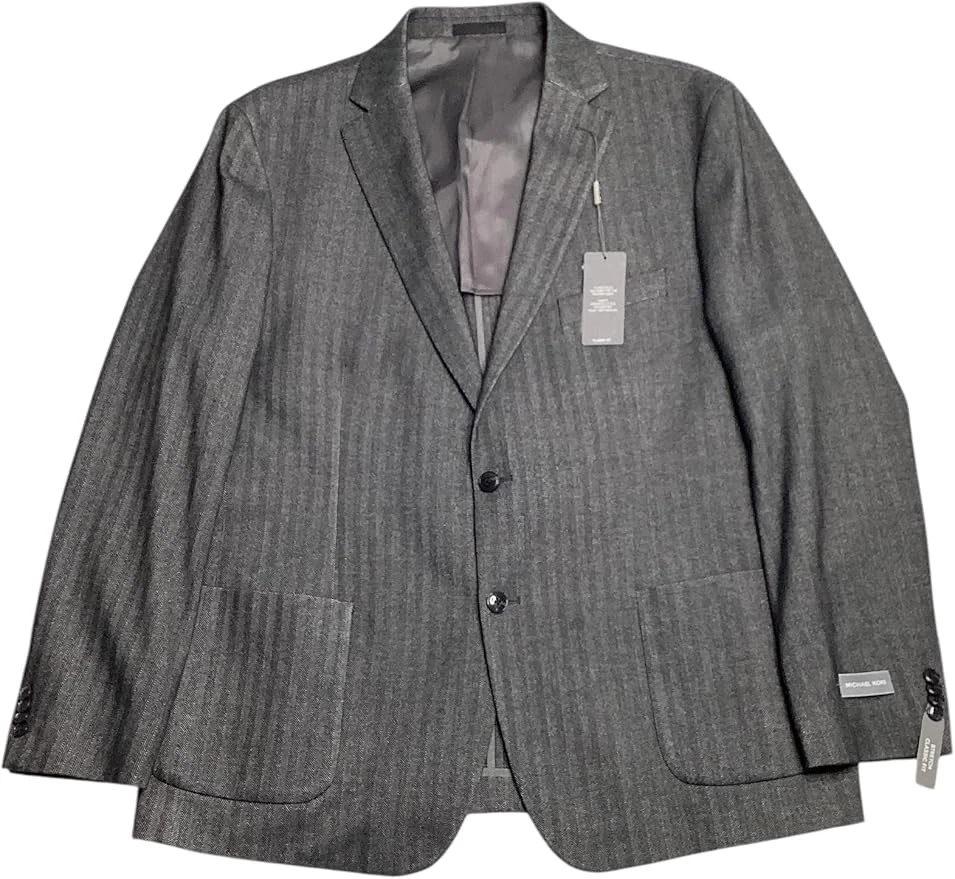 Michael Kors Cappotto Sportivo Uomo Vestibilità Classica Tessuto Spina di Pesce Antracite 44R