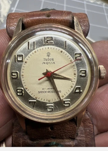 VINTAGE ORIGINAL ROLEX TUDOR AQUA 1962 K G LUKE 25 YEARS FAIRBRASS WRISTWATCH